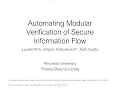 Session 9 Automating Modular Verification of Secure Information Flow