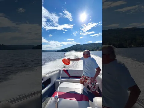 Can I Catch The Frisbee From The Ski Boat? #trickshots #trickshot