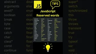 JavaScript Reserved words JavaScript Tips and Tricks