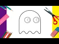 Como dibujar fantasma del pacman - How to draw pacman ghost