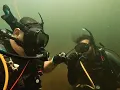 Scuba Diving the delaware watergap exploring train wreck at the point
