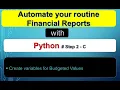 How to Automate Financial Reports using Python Programming Language - Budget Variables