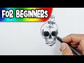 How to draw a skull with a rose Simple Drawings