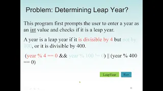 Java Selection Statements Logical Operators and Switch Statements Java Code to determine Leap Year