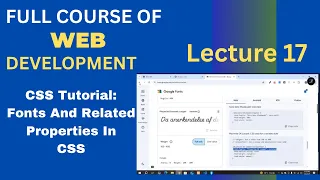 CSS Tutorial Font And Their Related Properties google fonts in css Web Development Lecture 17