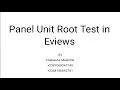 Panel Unit Root Test in Eviews