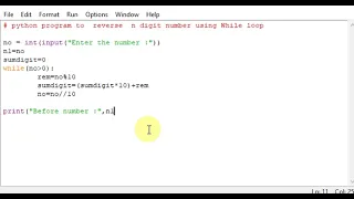 python program to reverse n digit number using While loop
