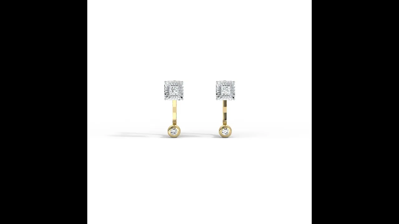 2-in-1 Convertible Princess Lab-Grown Diamond Stud & Drop Earrings in Sterling Silver
