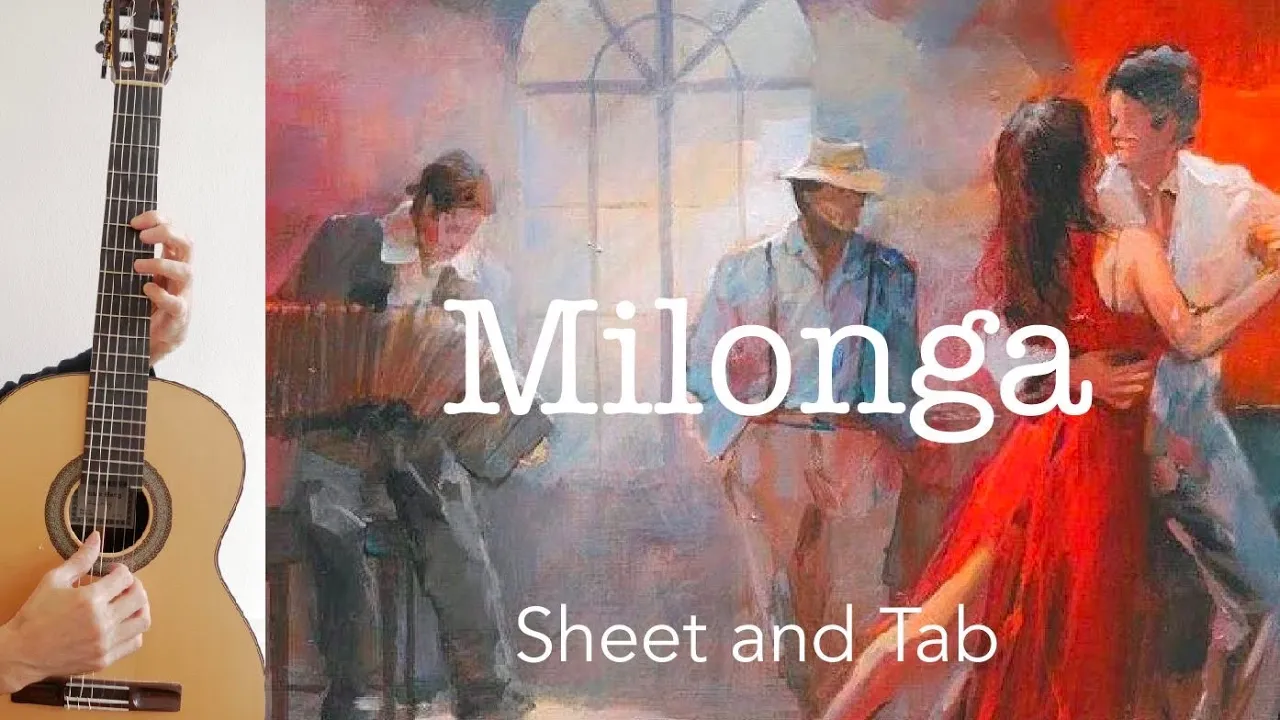 Milonga (M. Pujol), From Suite del Plata No. 1, Guitar lesson, sheet and Tab Milonga (M. Pujol), From Suite del Plata No. 1, Guitar lesson, sheet and Tab