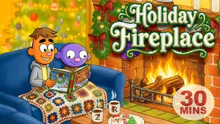 🔥 Holiday Fireplace with Christmas Music! 🎄🎶