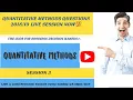 QUANTITATIVE METHODS QUESTION LIVE SESSION 3