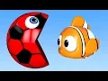 Lagu Learn Colors with PACMAN as eat Fish \u0026 Soccer Ball on the Sea and slides down a magic slide