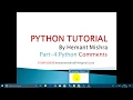 Python Comments in Hindi Hemant Mishra Python Tutorial Part 4
