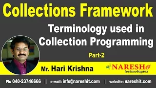 Terminology used in Collection Programming Part 2 Core Java Tutorial Mr Hari Krishna