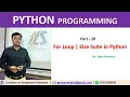 Part - 20 For Loop in Python Else Suite in For Loop Hindi Language