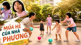 Hoạt động hè của gia đình mình: Cùng các con tập thể dục với trò chơi ném banh