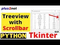Vertical horizontal Scrollbar to navigate rows for Tkinter Treeview while displaying records