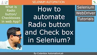 Selenium - Part10 How to automate Radio button and Check box in Selenium