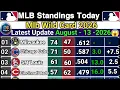 MLB Standings 2026 Today Major League Baseball Updates August 13 2026