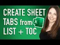How to Create Sheet Tabs from a List - Then Make a Table of Contents with Links