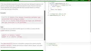 Basic JavaScript Practice comparing different values free code camp Dani