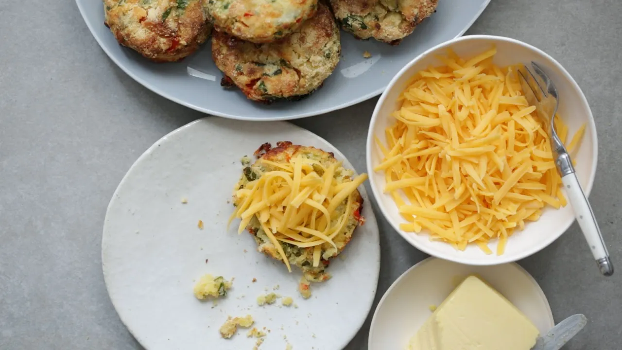 Peppadew and Spinach Scones