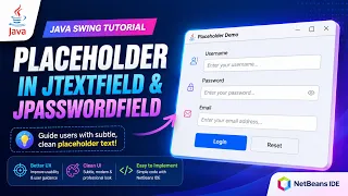 Java Swing Placeholder in JTextField JPasswordField NetBeans UI Design Tutorial