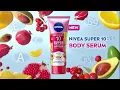 Reduce stubborn dark spots with the NEW NIVEA Extra Bright Super10 Body Serum!