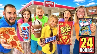 Eating ONLY Gas Station Food in Our COLOR for 24 HOURS!
