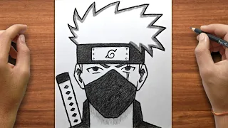 Easy Naruto Drawing How to Draw Kakashi Hatake Step by Step For Beginners