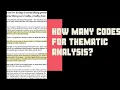 Thematic analysis - How many codes do you need