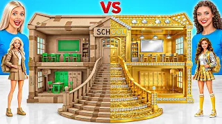 Gold vs Cardboard School Challenge | Awesome Creative Challenge by Multi DO Smile