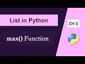 Maximum in List max Function in Python List in Python