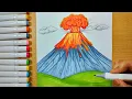 volcano drawing volcanic eruption drawing how to draw volcano jwalamukhi drawing