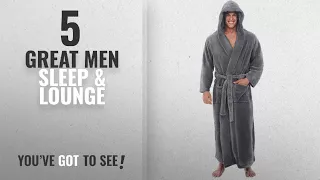 Top 10 Mens Sleep Lounge Winter 2018 Del Rossa Mens Fleece Robe Long Hooded Bathrobe Large