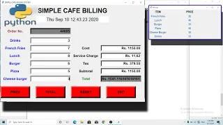 Create Simple cafe billing GUI Using Python Tkinter