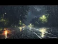 Goodbye insomnia and sleep well in heavy rain, strong wind on the road in a quiet park