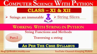 String in Python Working with String in Python String Method Class XI XII CBSE Part-2