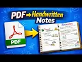 How to Convert Any PDF into Handwritten Notes Free AI Method