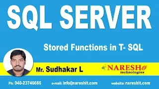 Stored Functions in T - SQL MSSQL Training Mr Sudhakar L