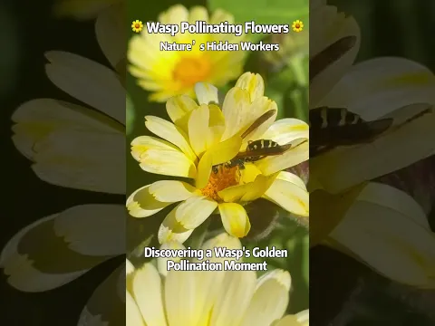 Discovering a Wasp's Golden Pollination Moment! | #Nature #WaspPollination #MacroVideo