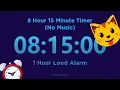 8 Hour 15 minute Timer Countdown No Music 1 Hour Loud Alarm