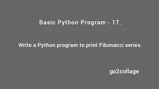 EP 17 Language Python Basic Program I go2collage