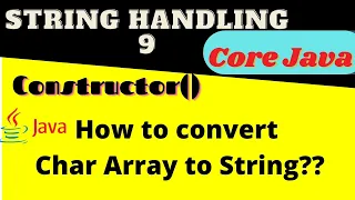 Convert Char Array to String in Java Introducing String Constructors-public String char value