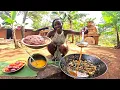 Soul Food African Cooking Fried Fresh Beef Mixed with Fresh Vegetables Village life in Africa