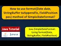 How to use format Date date StringBuffer toAppendTo FieldPosition pos method of SimpleDateFormat