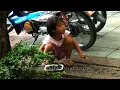 Little Thai girl playing in a sandpit Thailand