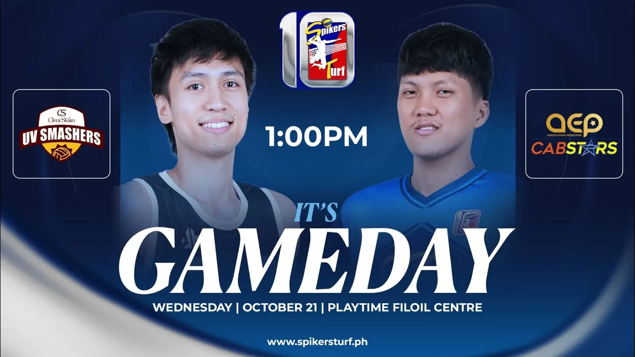LIVE : CLEARSKIIIN UV SMASHERS VS AEP CABSTARS | 2026 SPIKERS TURF INVITATIONAL CONFERENCE 2026-10-21 07:38