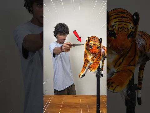 WHICH KNIFE CUTS TIGER TOY 🤯|| #youtubeshorts #shorts #shortsfeed #knifechallenge #tiger