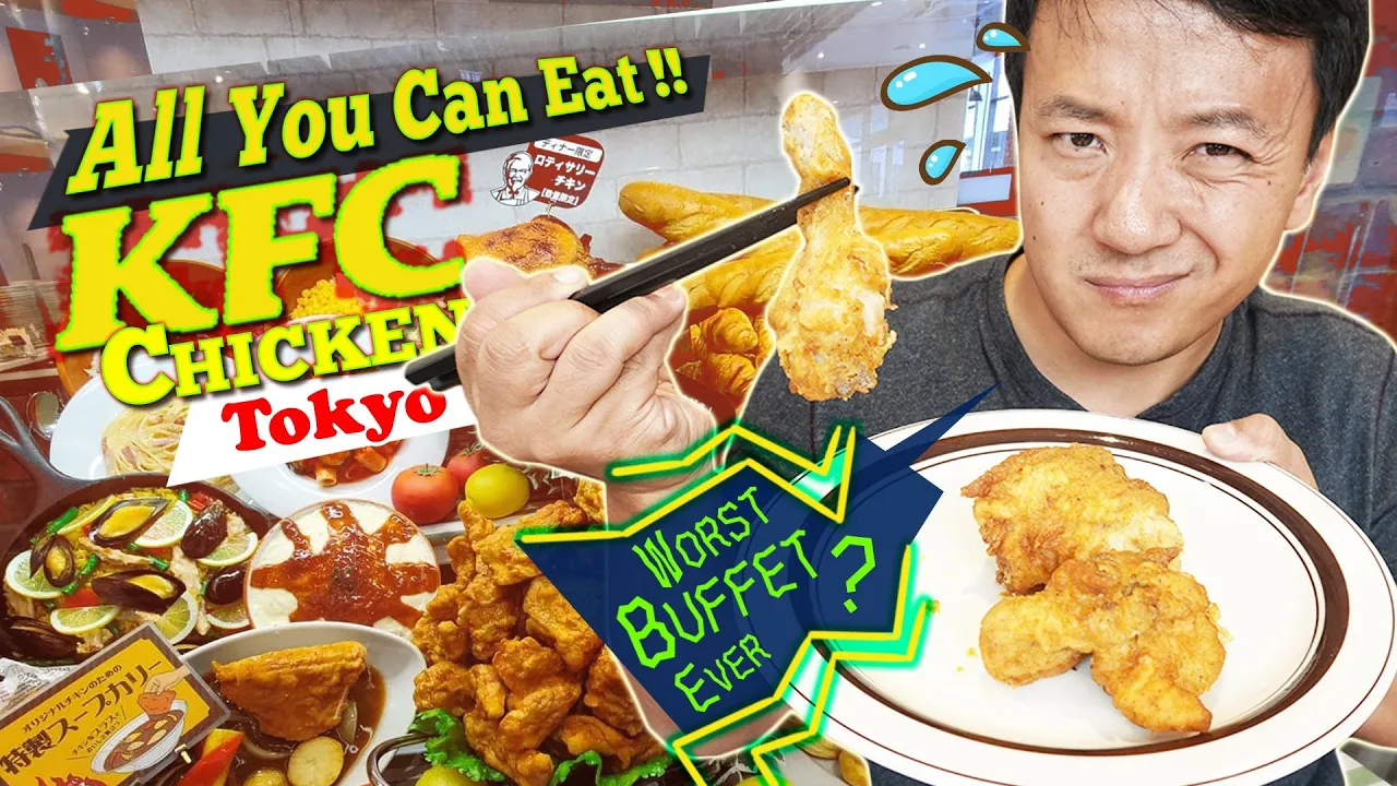 All You Can Eat KFC CHICKEN BUFFET in Tokyo Japan 5 HOUR WAIT! WORST Buffet Ever?!